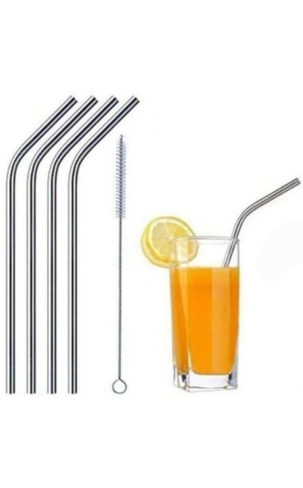 نی شربت خوری استیل ۴ عددی